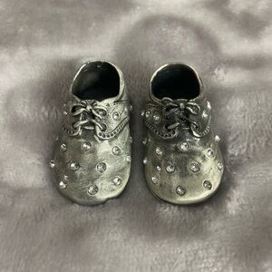 Miniature Metal Pewter Baby Shoes